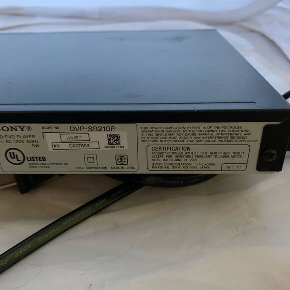 Sony CD/DVD Player Model No. DVP-SR210P No Remote-Tested - Picture 6 of 7